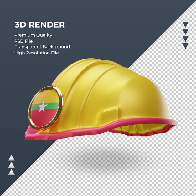 3d ingeniero bandera de myanmar renderizado vista derecha