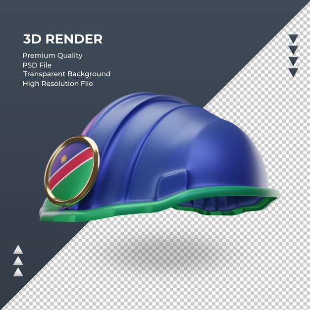 PSD 3d ingeniero bandera de namibia renderizado vista derecha