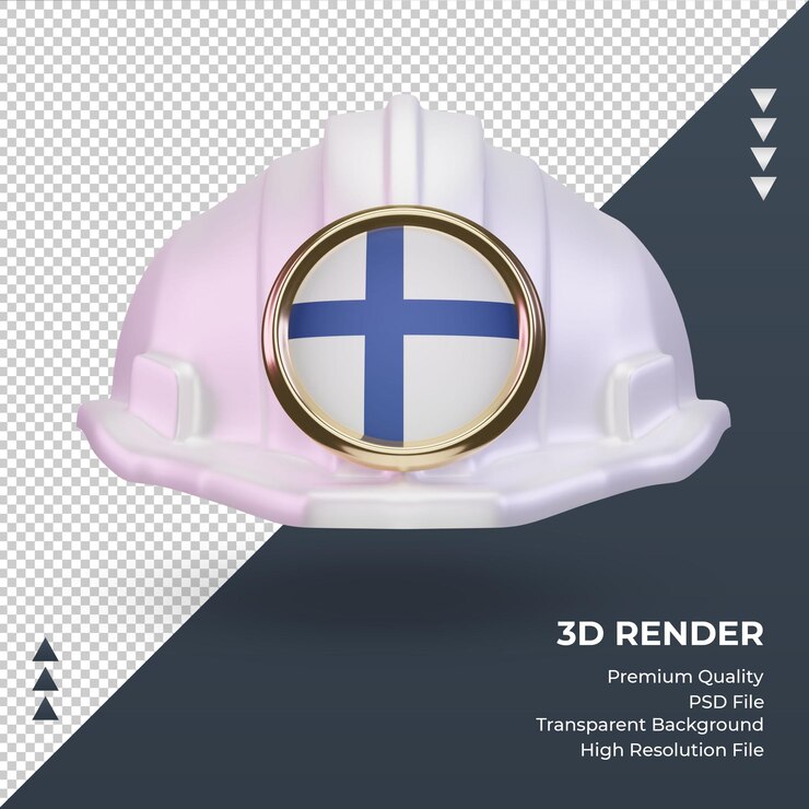 PSD 3d ingeniero finlandia bandera renderizado vista frontal