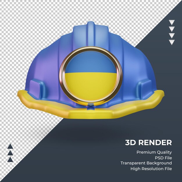 PSD 3d, ingénieur, ukraine, drapeau, rendu, vue frontale