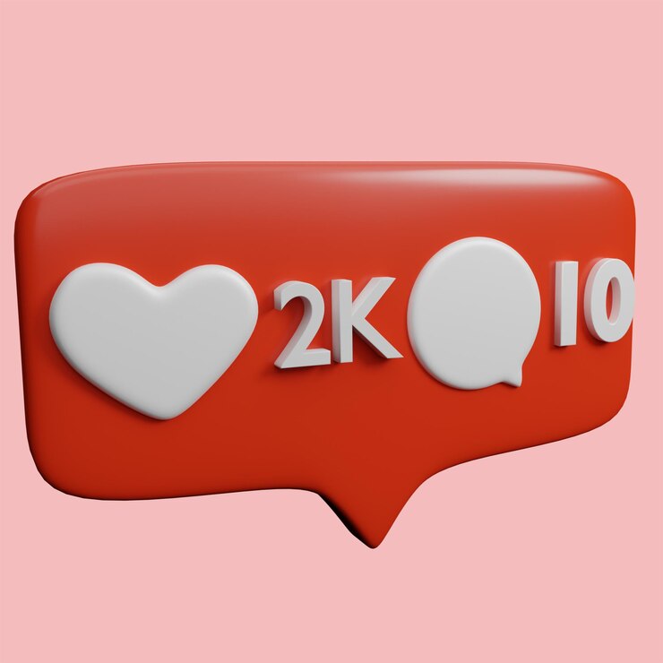 3d instagram commento e icona di amore