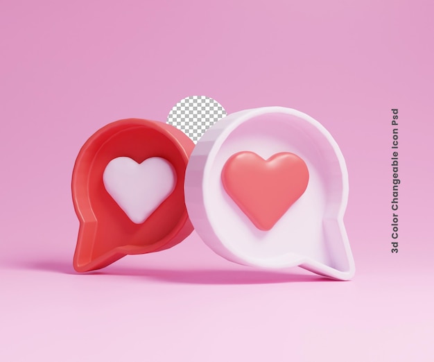 3d instagram como icono de interfaz de usuario o icono de amor en forma de corazón 3d