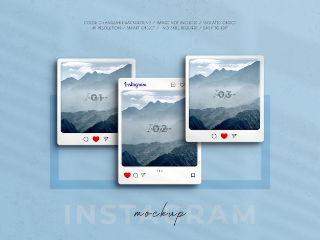 3d-instagram-interface-mockup mit 3d-herz-emoji für social-media-post-mockup