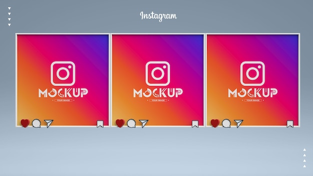 3d instagram mockup post feed