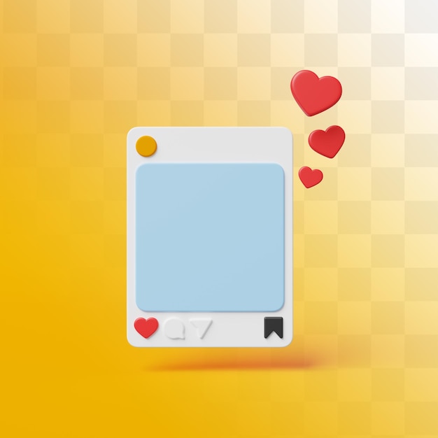 3D Instagram Post Illustration mit Liebe