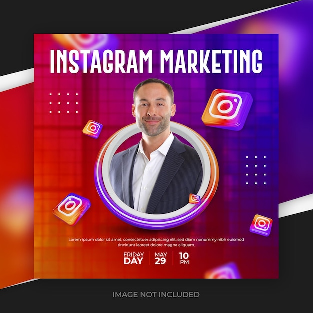 3d instagram social media post banner vorlage