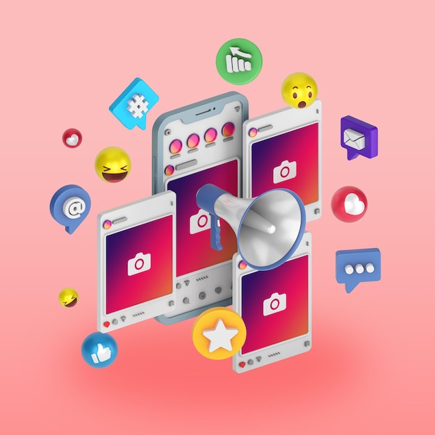 PSD 3d instagram social media post illustration