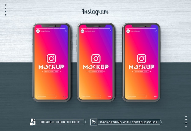 3d instagram story auf smartphones mockup