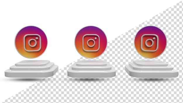 3d-instagram-symbol oben auf dem podium