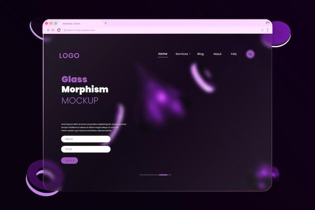3D-Interface-Mockup mit Mattglas-Morphismus-Effekten