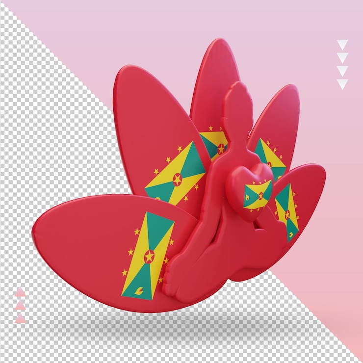 PSD 3d international yoga day grenada flag rendering left view
