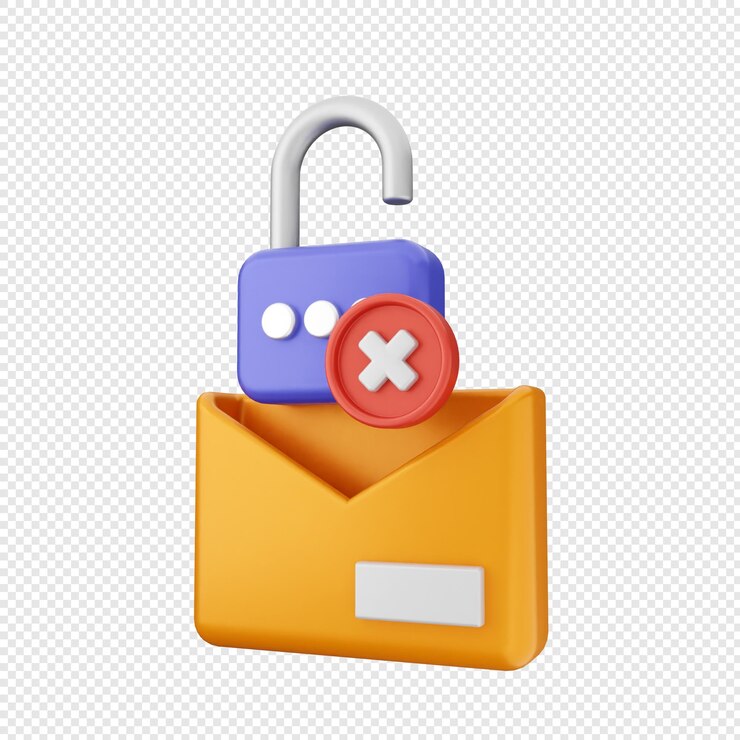 PSD 3d internet security protection email mail message chat padlock fail