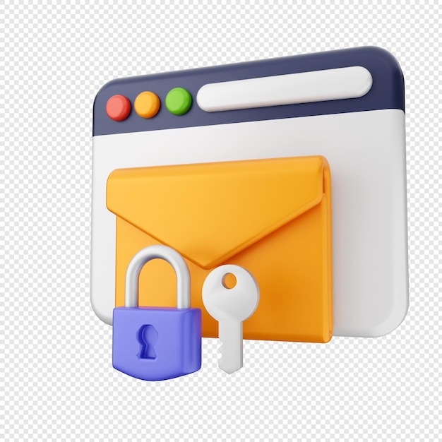 3D-Internet-Sicherheitsschutz-Website-E-Mail-Lock-Schlüssel-Passwort