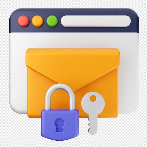 3D-Internet-Sicherheitsschutz-Website-E-Mail-Lock-Schlüssel-Passwort