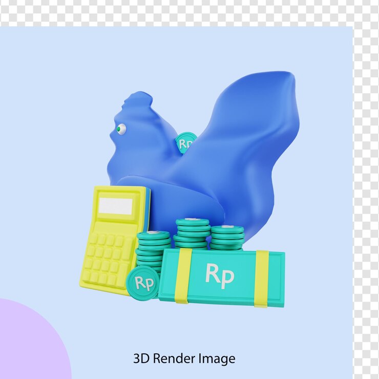 PSD 3d, interpretación, de, rupia, dinero, alcancía
