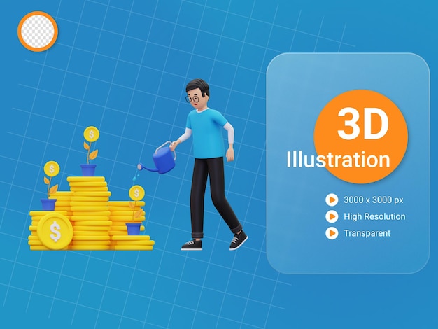 3d-investor wachsende abbildung von investitionsgeldern