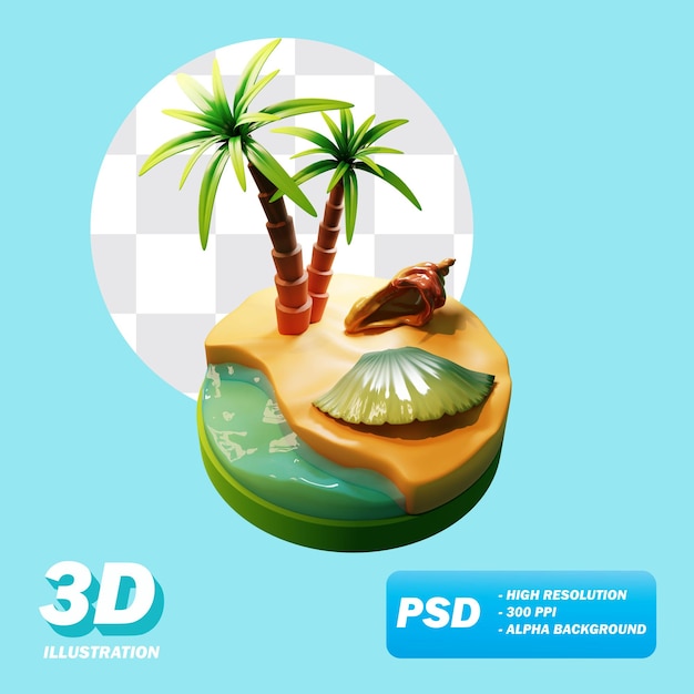 3d isla tropical hd imágenes transparentes