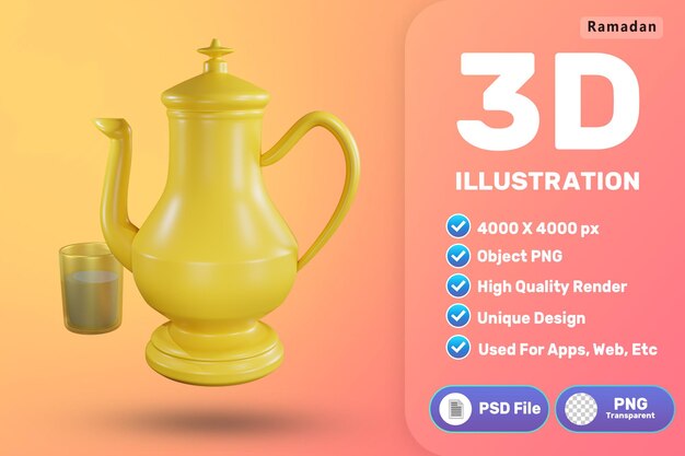 3D islâmico ramadan jar e vidro ícone de alta qualidade