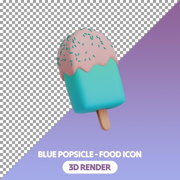 3d isolato Popsicle Ice cream Food Icon Rendering stilizzato su sfondo trasparente psd