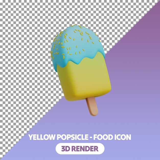 3d isolato Popsicle Ice cream Food Icon Rendering stilizzato su sfondo trasparente psd