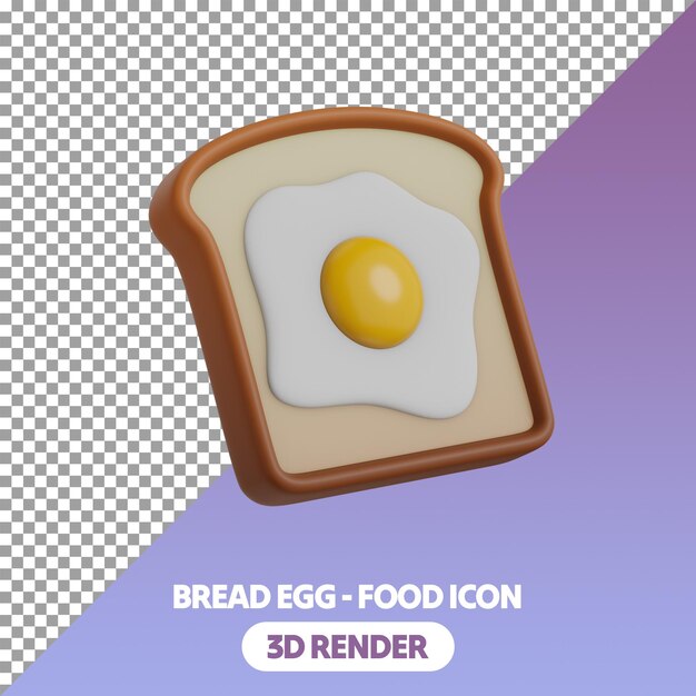 3D-isolierte Brotscheibe Frühstück Ei Lebensmittel-Ikonen Stylisierte Darstellung auf transparentem Hintergrund psd