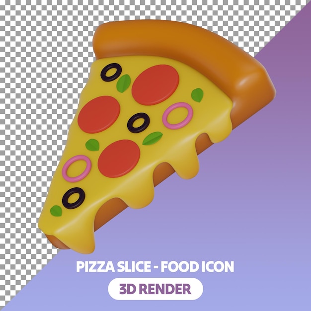 3D-isolierte Cheese Pizza Slice Food Icon Stylisierte Darstellung auf transparentem Hintergrund psd