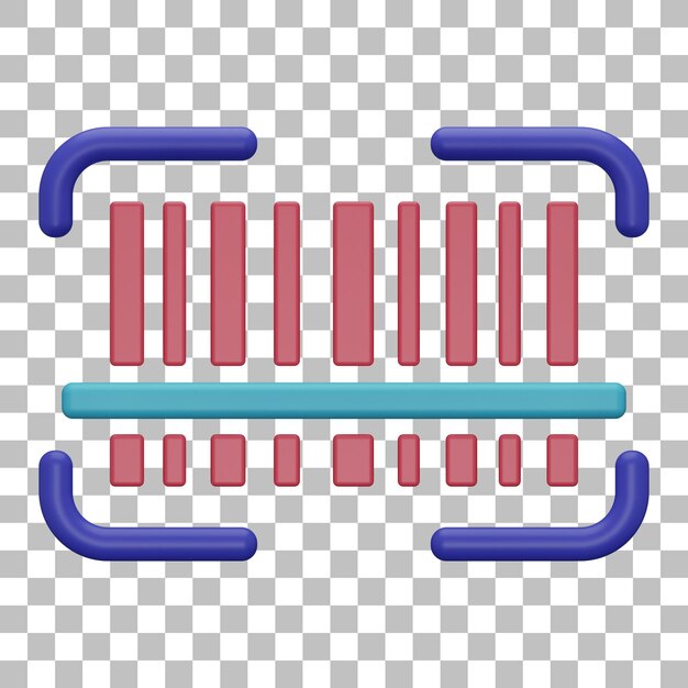 3d-isolierte darstellung des scan-barcode-symbols psd