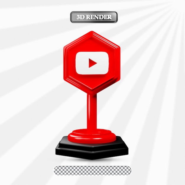 3d isolierte youtube-symboldarstellung von social media