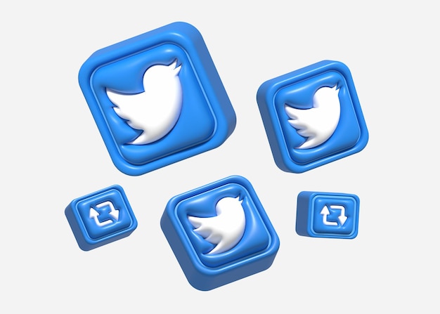 3D isoliertes Twitter-Symbol-Asset mit Variation