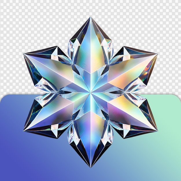 PSD 3d-isolierung von glasfarbenen schneeflocken-ikonen