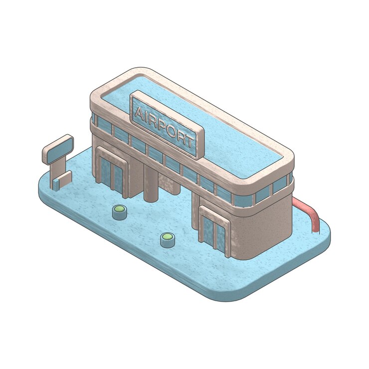 PSD 3d isometric illustration of an airport terminal