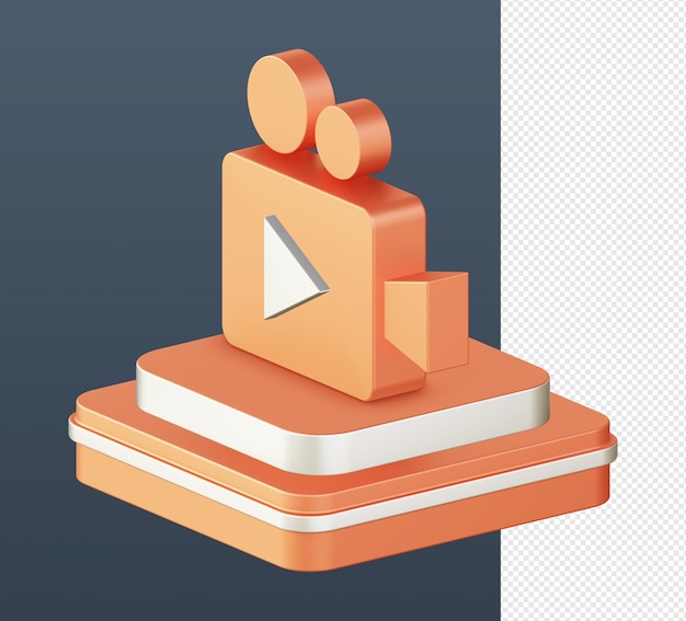 3d Isométrique Du Film Vidéo De Film Orange Avec Icône De Podium Pour Les Annonces De Médias Sociaux Des Applications Mobiles Web Ui Ux