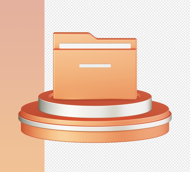 3d isométrique de l'icône de dossier d'ordinateur orange pour les conceptions d'annonces de médias sociaux d'applications mobiles web UI UX
