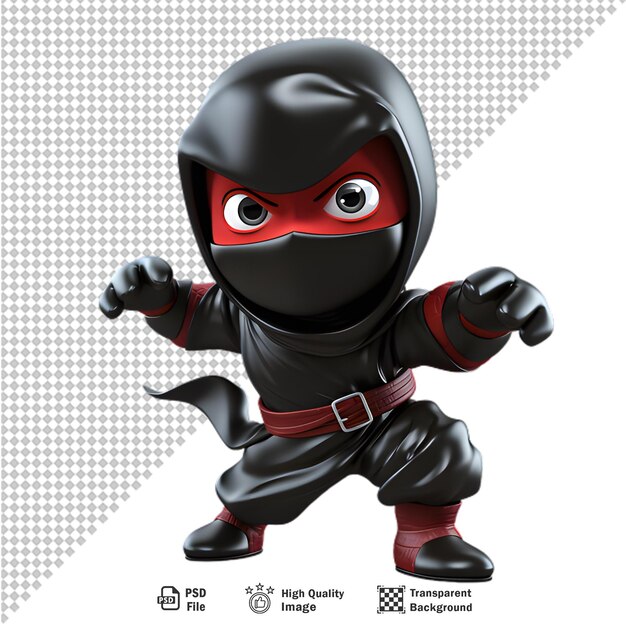 3d-japanische ninja isoliert auf transparentem hintergrund