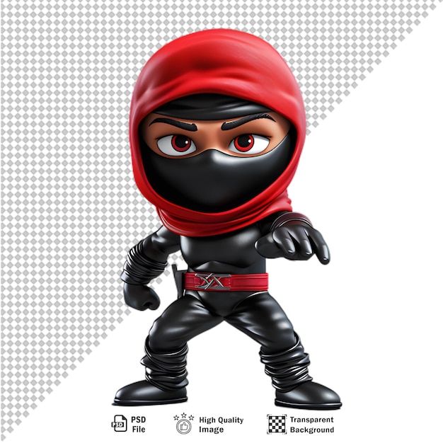 PSD 3d-japanische ninja isoliert auf transparentem hintergrund