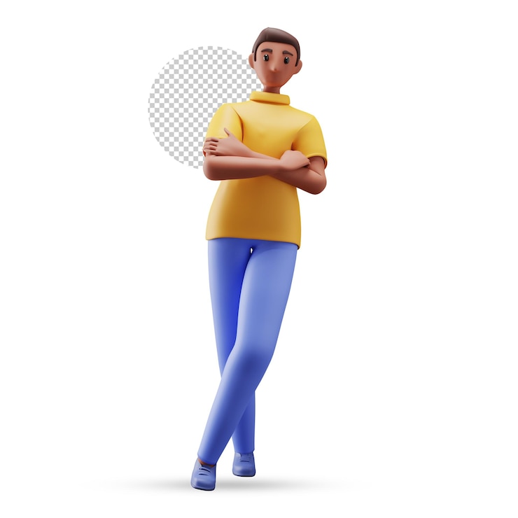 PSD 3d, jeune homme, plier, bras, dans, marche, pose