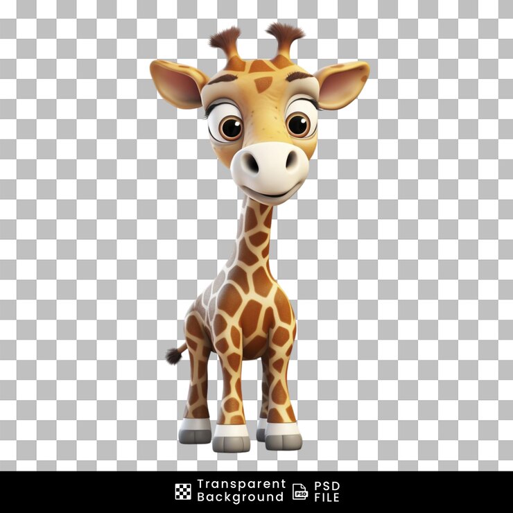 PSD 3d jirafa aislada en un fondo transparente
