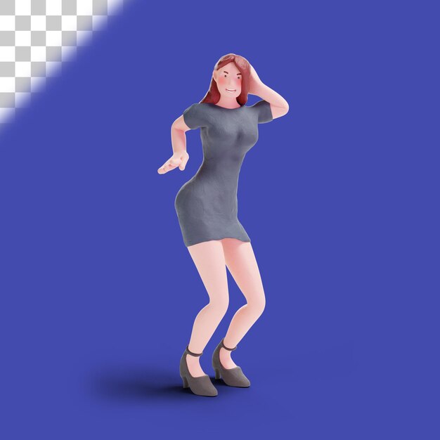 PSD 3d, jolie femme, dans, robe, danse