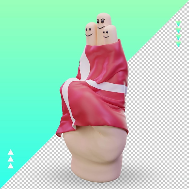3d jour de l'amitié doigt Danemark drapeau rendu vue droite