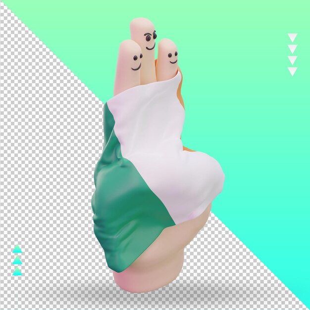 3d jour de l'amitié doigt irlande drapeau rendu vue gauche