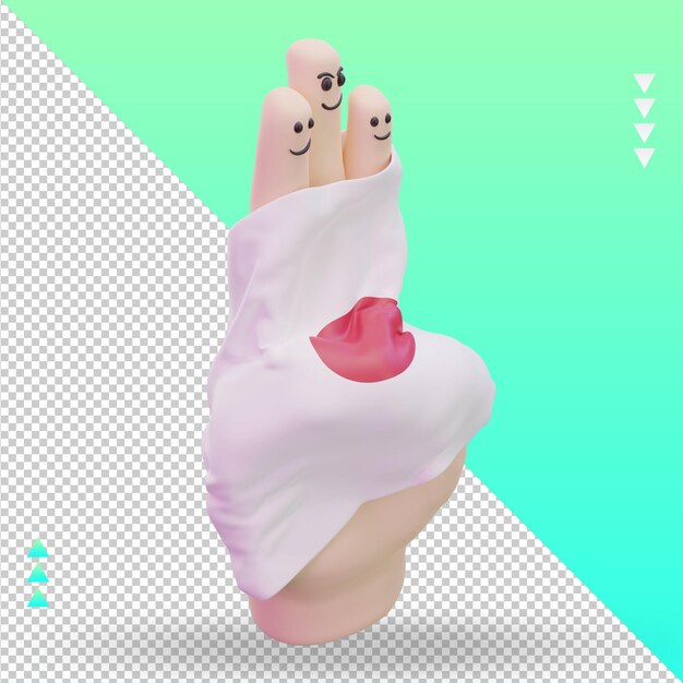 3d jour de l'amitié doigt Japon drapeau rendu vue de gauche