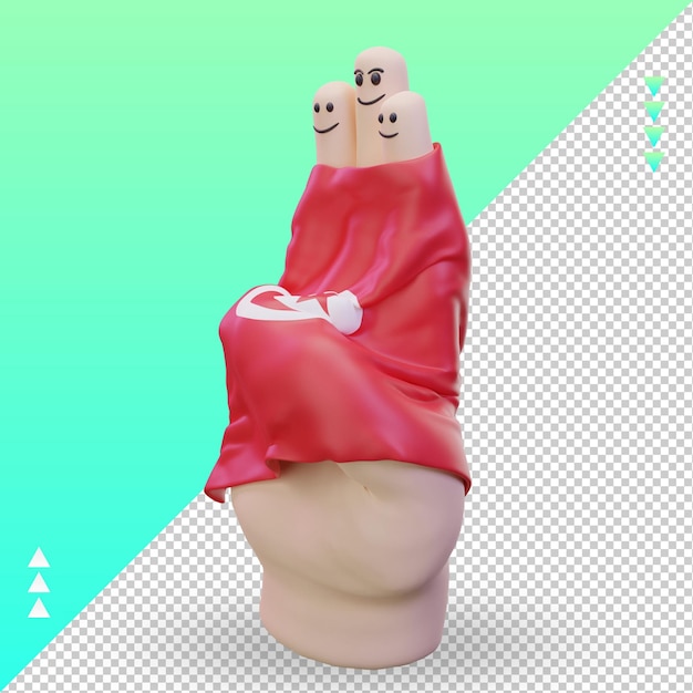 3d jour de l'amitié doigt Tunisie drapeau rendu vue droite
