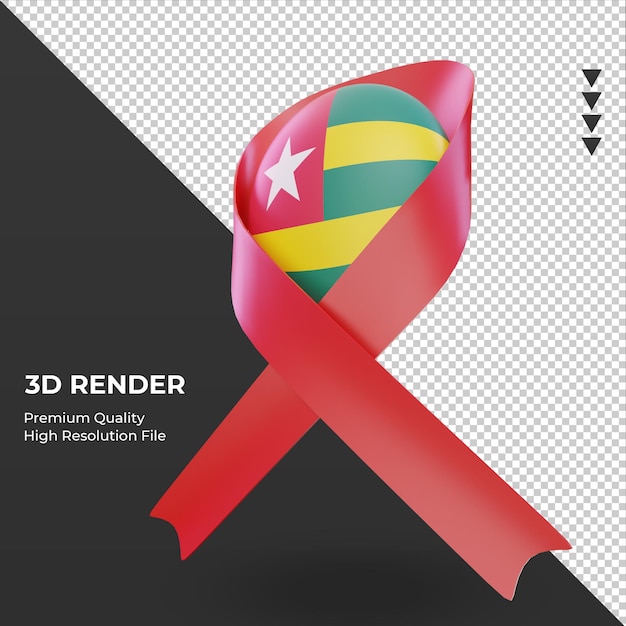 PSD 3d jour du sida rendu du drapeau du togo vue de droite