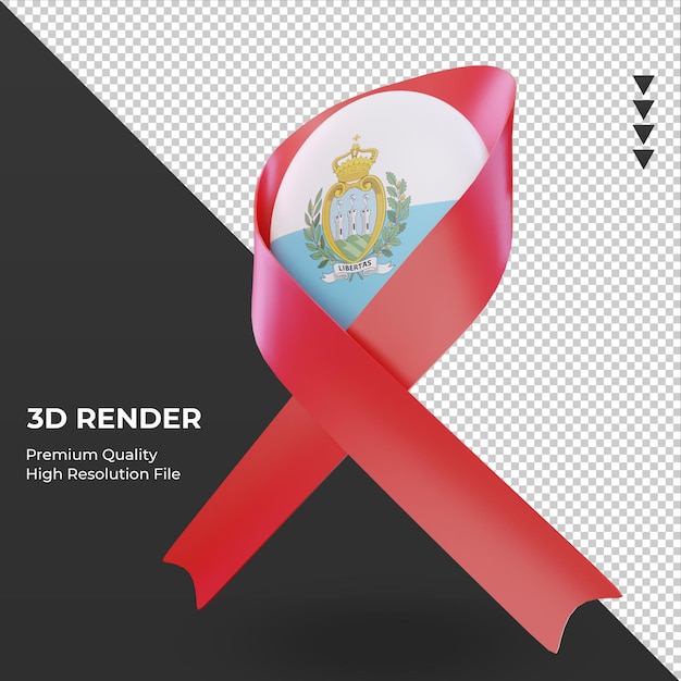 3d Jour Du Sida Rendu Du Drapeau De Saint-marin Vue De Droite