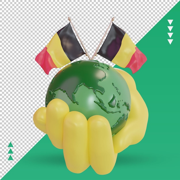 3d journée mondiale de l'environnement rendu du drapeau belge vue de face