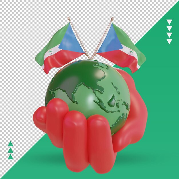 PSD 3d journée mondiale de l'environnement rendu du drapeau de la guinée équatoriale vue de face