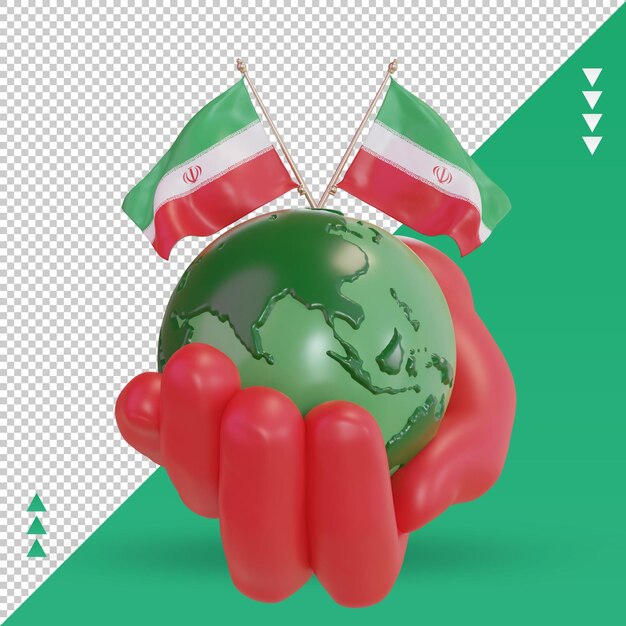 3d Journée Mondiale De L'environnement Rendu Du Drapeau De L'iran Vue De Face