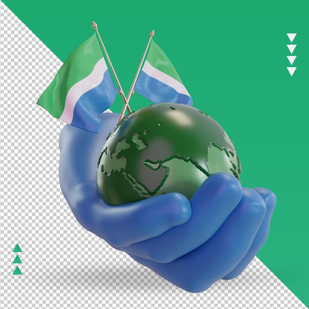 3d Journée mondiale de l'environnement Rendu du drapeau de la Sierra Leone vue de gauche