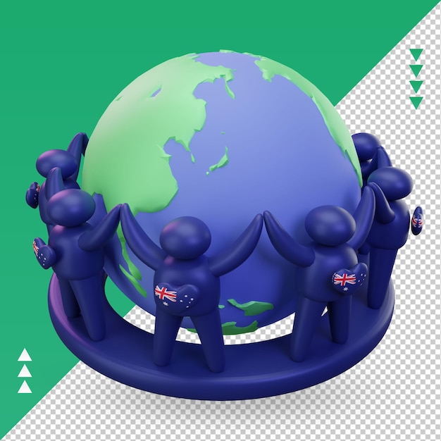 3d Journée Mondiale De La Population Personnes Drapeau Australie Rendu Vue Droite