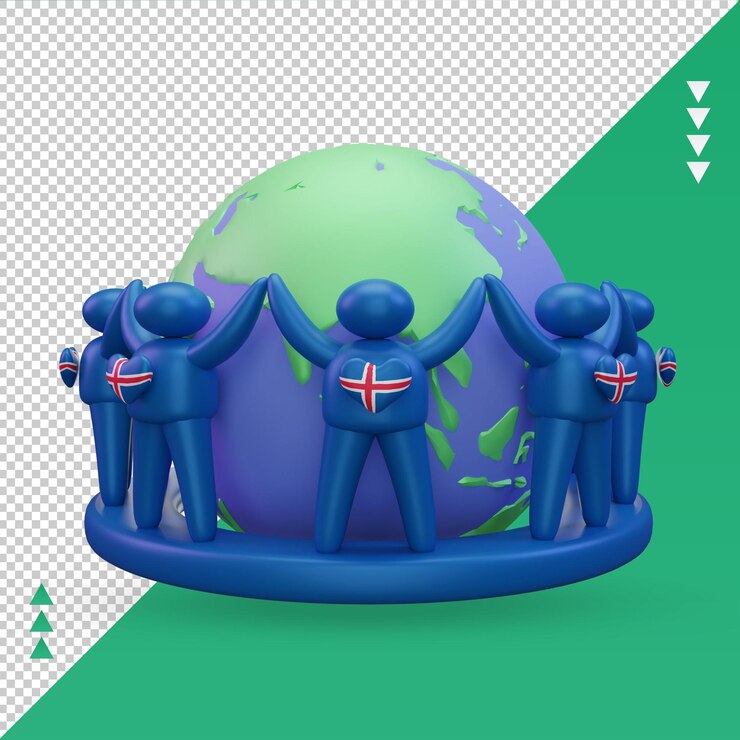PSD 3d journée mondiale de la population personnes drapeau de l'islande rendu vue de face